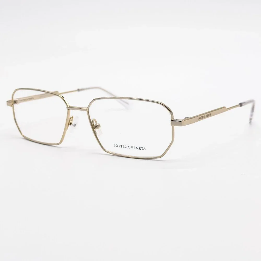 NEW BOTTEGA VENETA EYEGLASSES BV1073O 002 SQUARE GOLD UNISEX EYEWEAR